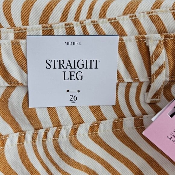 Future Collective Women's Jeans Size 26 Slim Straight Cream/Yellow Alani Noelle - Picture 8 of 16